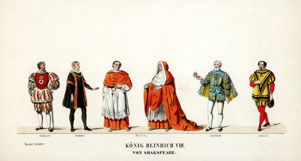 Detail of Theatre costume designs for Shakespeare's play, Henry VIII by Anonymous