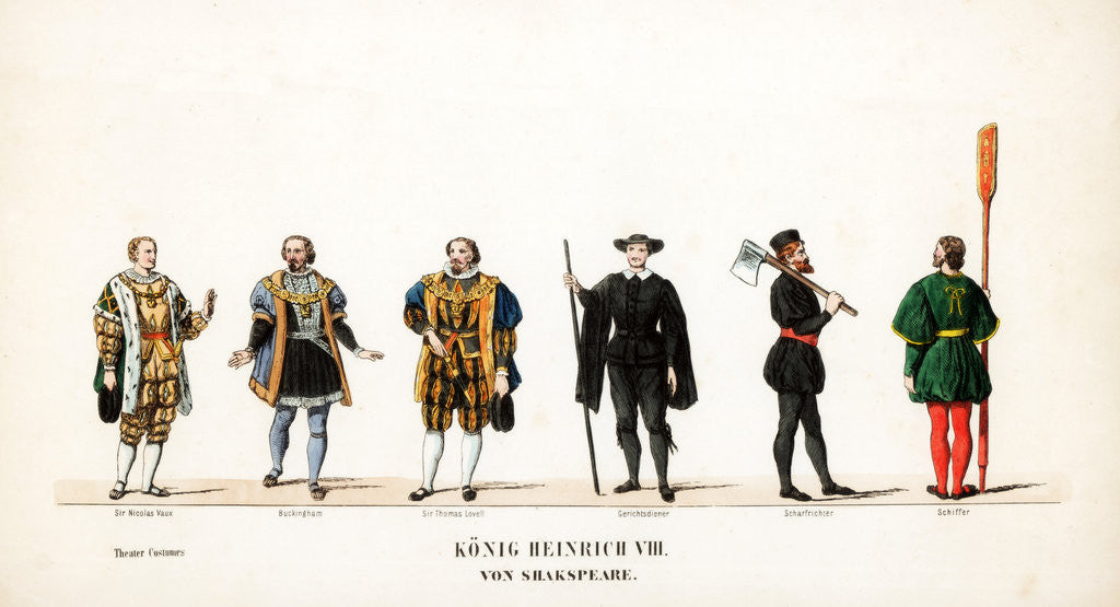 Detail of Theatre costume designs for Shakespeare's play, Henry VIII by Anonymous