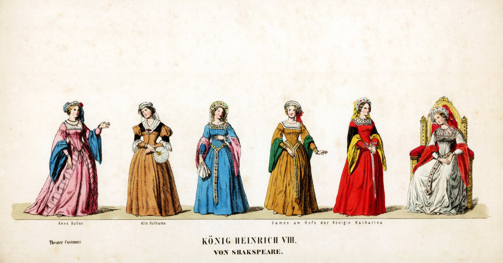 Detail of Theatre costume designs for Shakespeare's play, Henry VIII by Anonymous