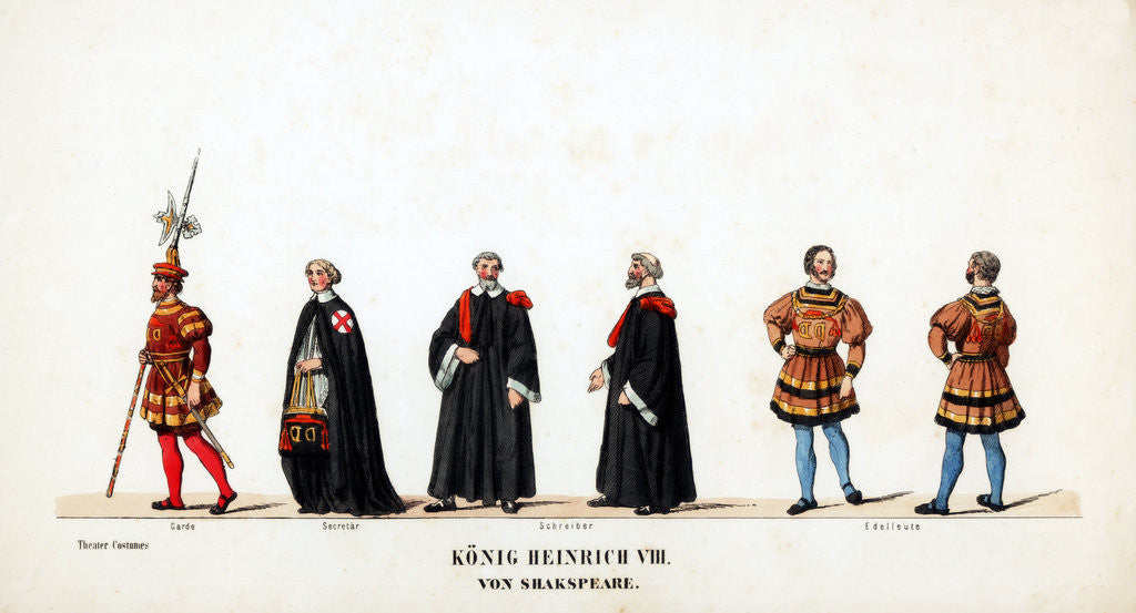 Detail of Theatre costume designs for Shakespeare's play, Henry VIII by Anonymous
