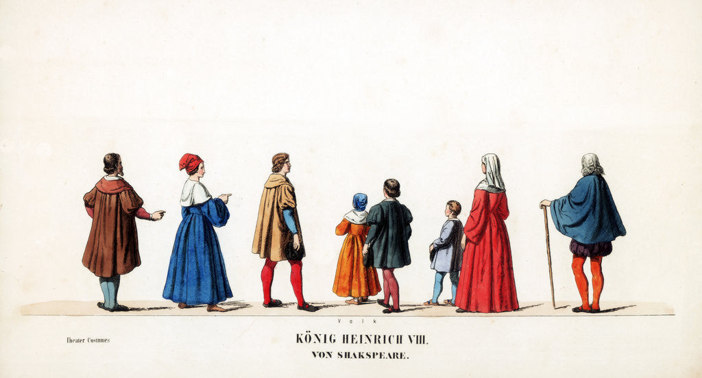 Detail of Theatre costume designs for Shakespeare's play, Henry VIII by Anonymous