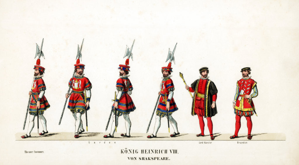 Detail of Theatre costume designs for Shakespeare's play, Henry VIII by Anonymous