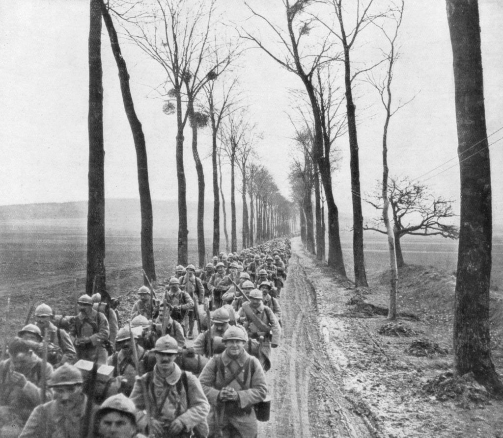 Detail of A regiment of French infantry going to the front, France by Anonymous