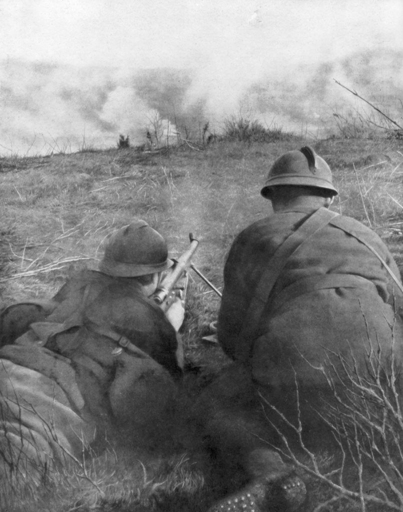 Detail of Machine gunners at the edge of Hangard Wood, Picardy, France by Anonymous