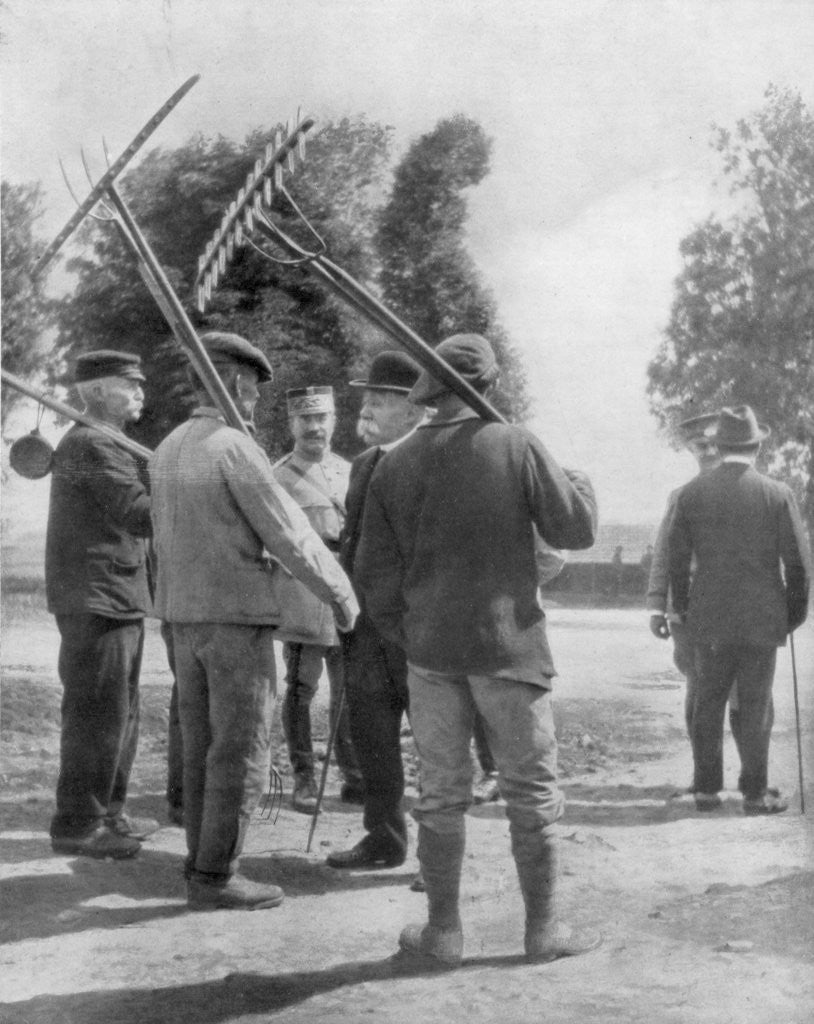 Detail of Georges Clemenceau talking with farmers near the front, Chemin des Dames, France by Anonymous