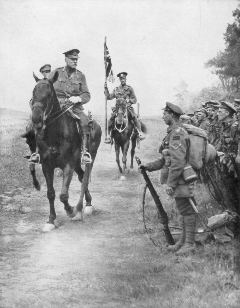 Detail of Field Marshal Douglas Haig reviewing Canadian troops, Drocourt-Queant by Anonymous