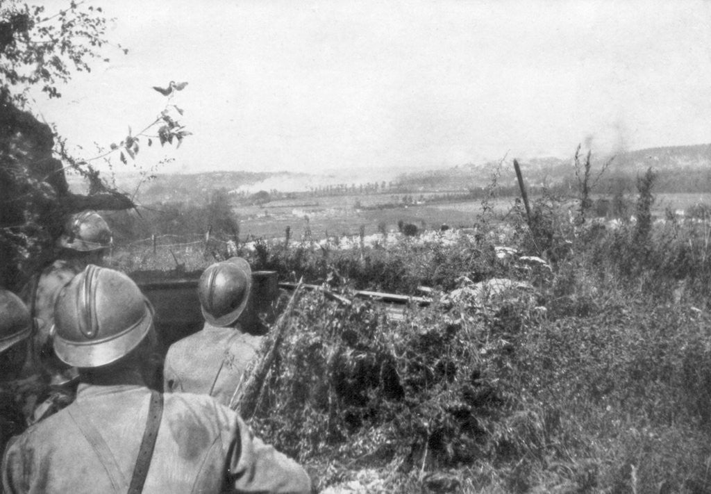 Detail of Artillery barrage before an advance, Aisne, France by Anonymous
