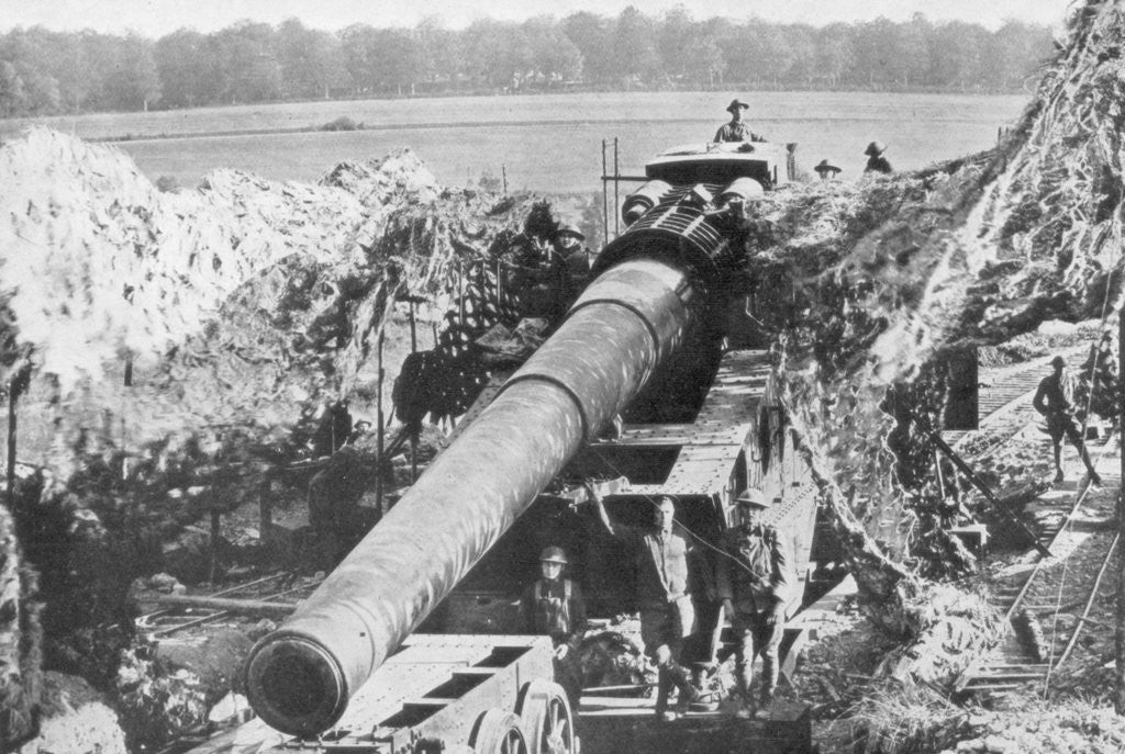 Detail of American 14 inch railway gun, Meuse-Argonne Offensive, France by Anonymous