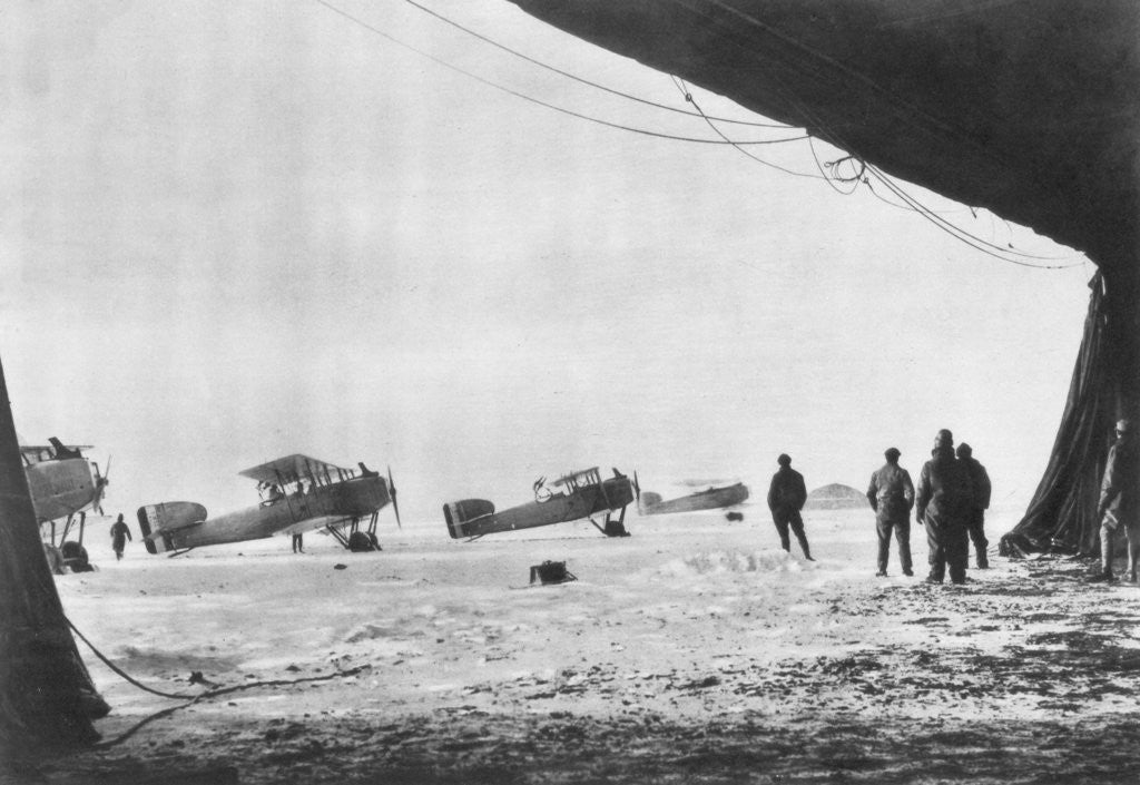 Detail of Departure of French Breguet planes for a reconnaissance mission during winter by Anonymous