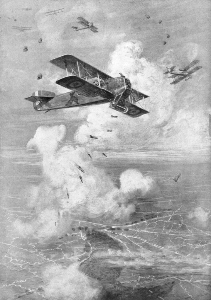 Detail of A Breguet French biplane bomber in action by Anonymous