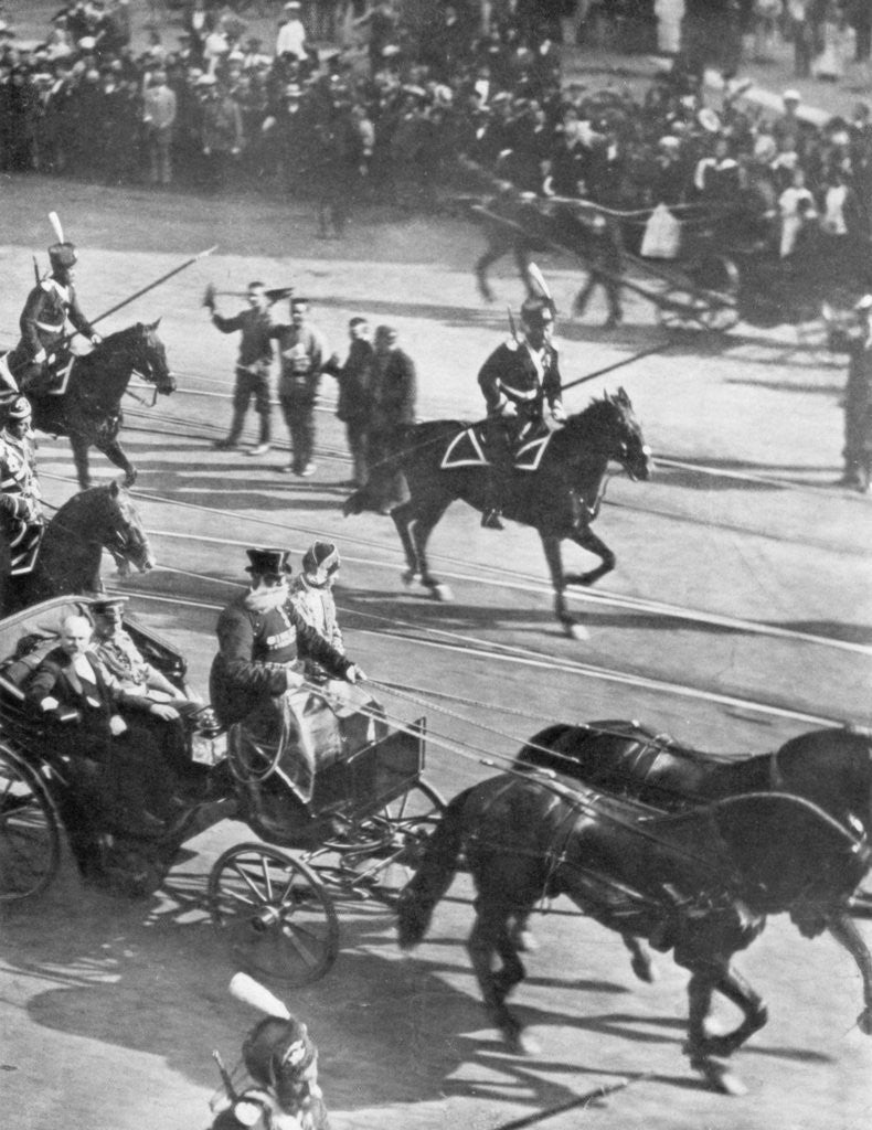 Detail of Tsar Nicholas II with visiting French President Poincare, St Petersburg, Russia by Anonymous