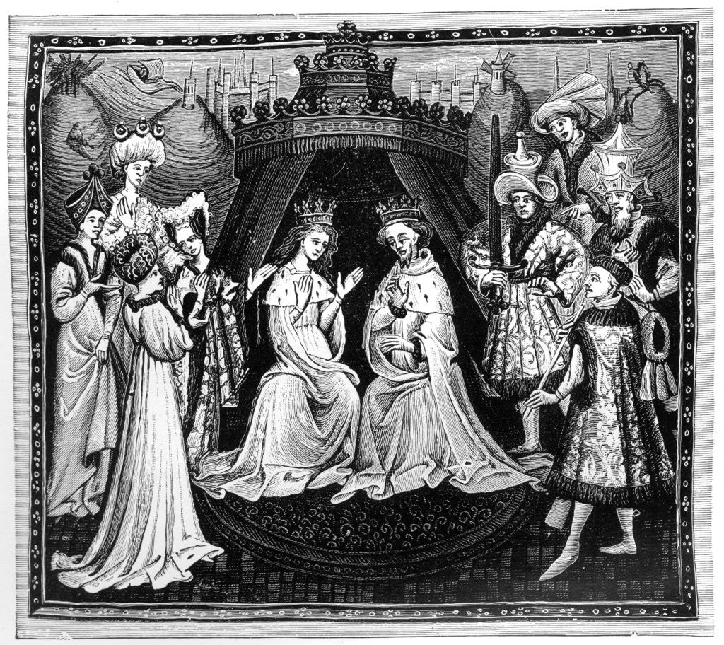 Detail of King, queen, and court by Anonymous