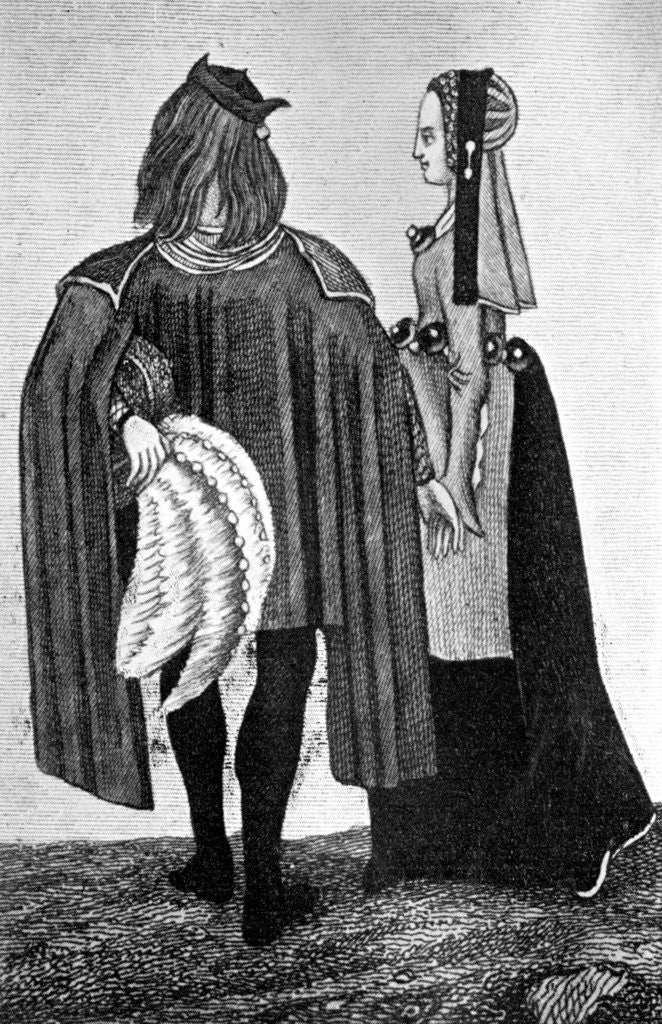 Detail of Male and female costume by Anonymous