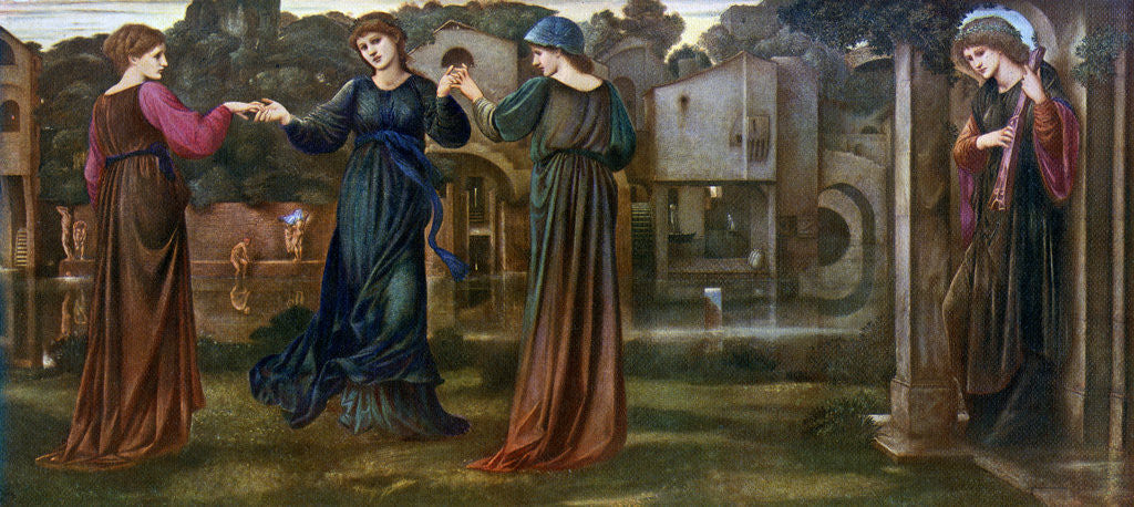 Detail of The Mill, Girls Dancing to Music by a River by Sir Edward Coley Burne-Jones