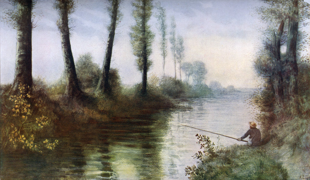 Detail of A Canal with a Fisherman by Alphonse Legros