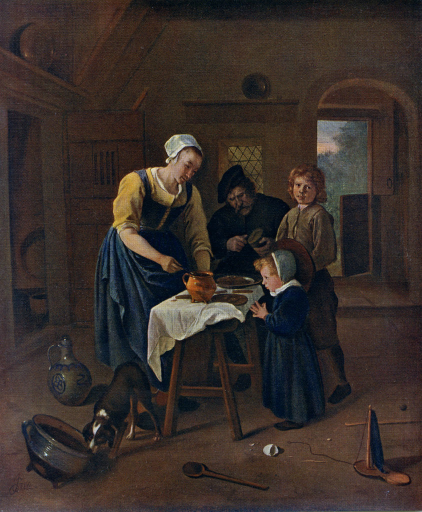 Detail of A Peasant Family at Meal-time ('Grace before Meat') by Jan Steen