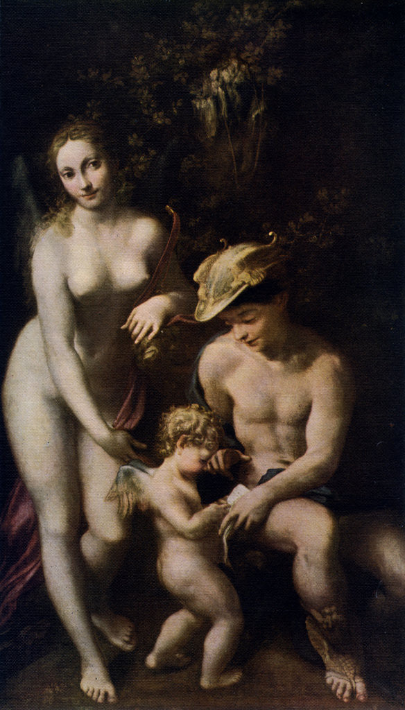 Detail of Venus with Mercury and Cupid ('The School of Love') by Correggio