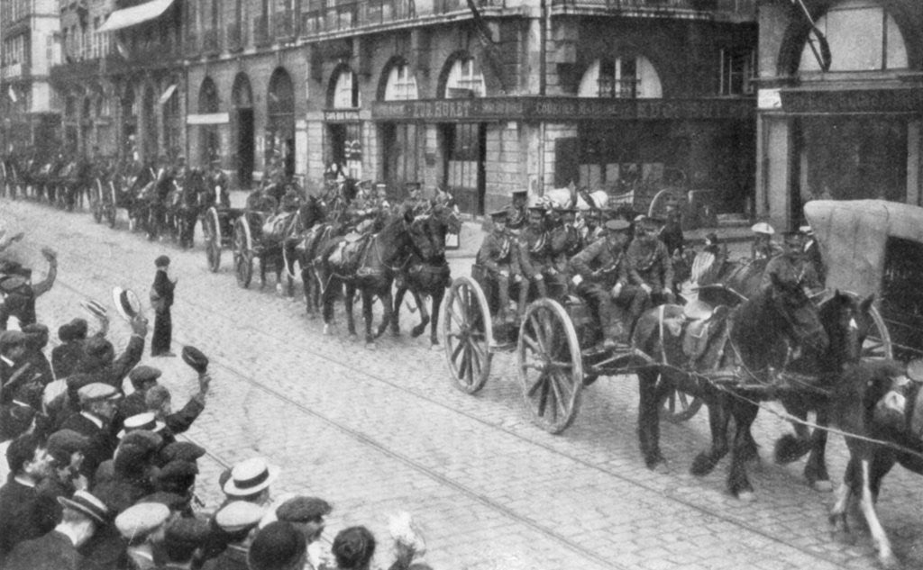 Detail of British Horse drawn artillery in Rouen, France, August 1914 by Anonymous