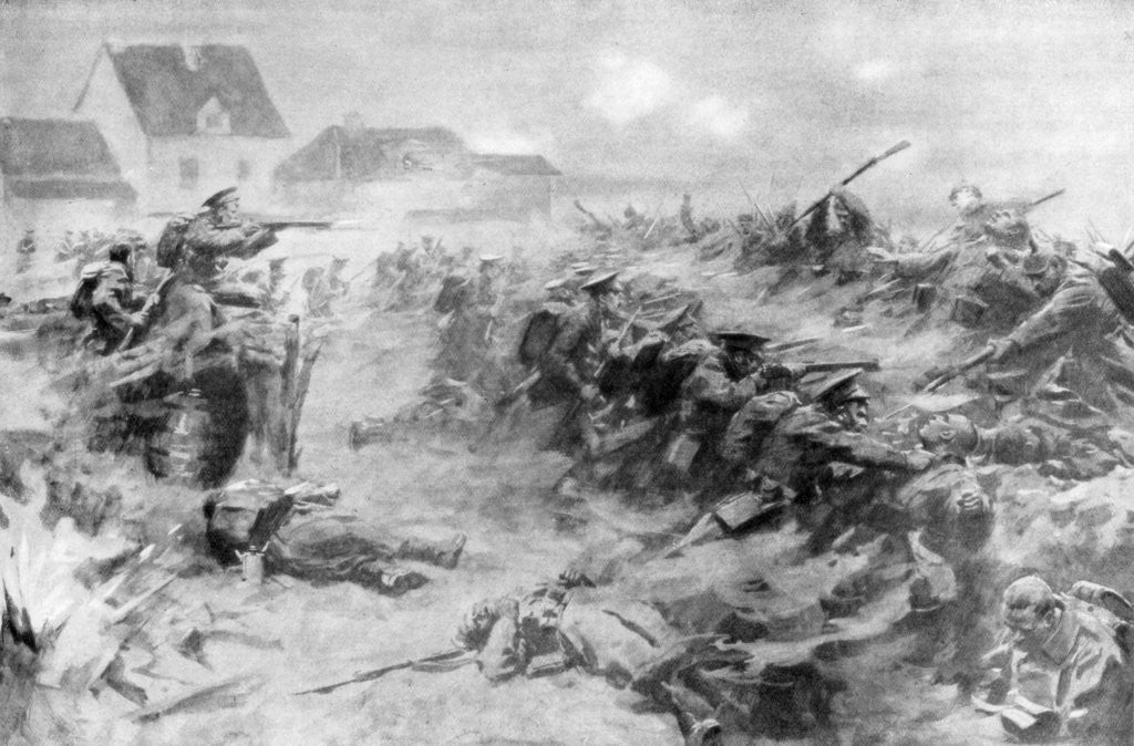 Detail of The English drive back the Germans at the Ypres front, Belgium by Anonymous