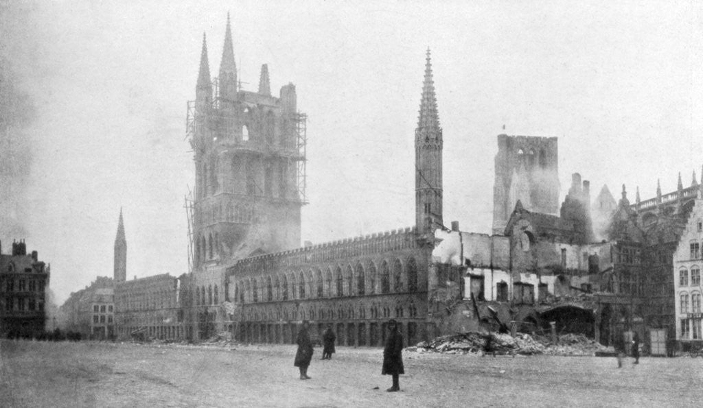 Detail of The Belfry and Cloth Hall of Ypres, Belgium by Anonymous