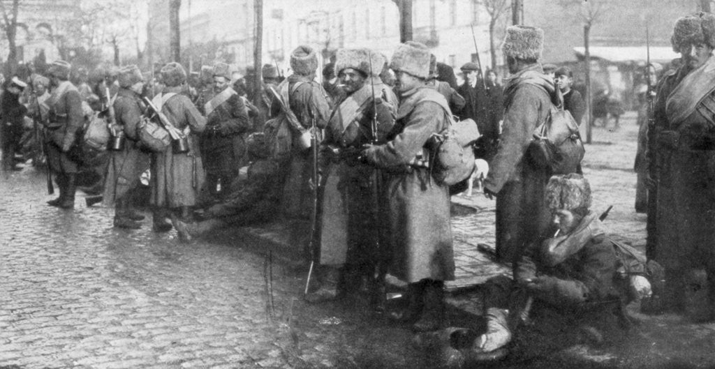 Detail of Russian Siberian infantry troops in Warsaw, Poland by Anonymous