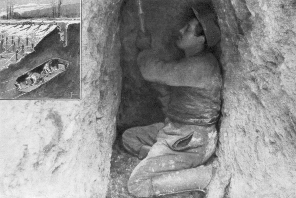 Detail of A French sapper digging a tunnel to place a mine under the enemy lines, France by Anonymous