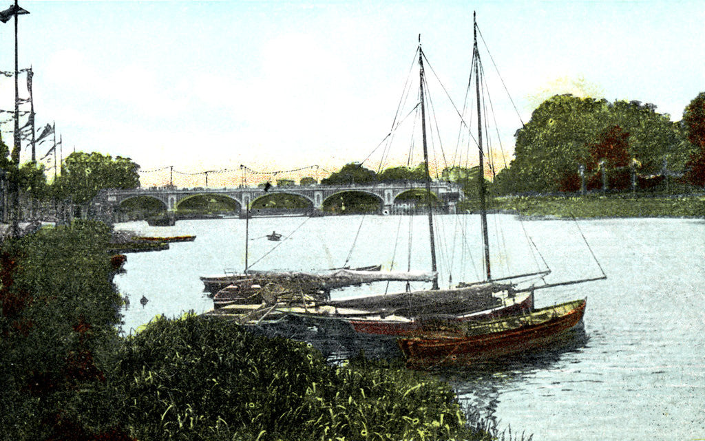 Detail of New lock and bridge, Richmond, London by Anonymous