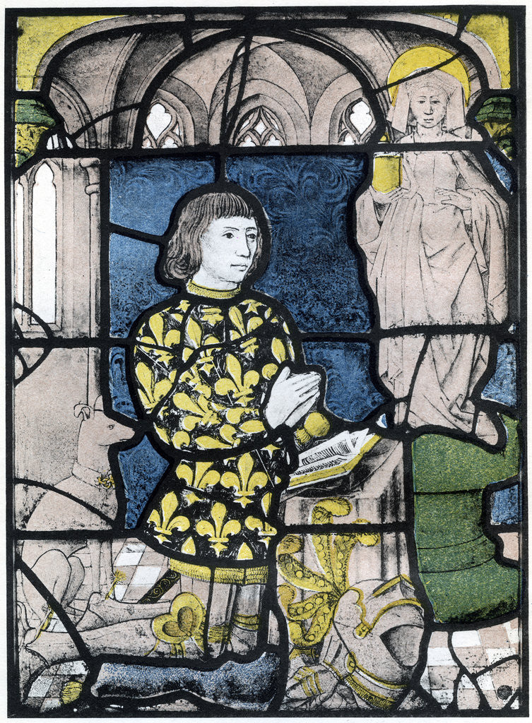 Detail of A knight (de Bernemicourt) at his orisons before an image of St Mary Magdalene by Anonymous