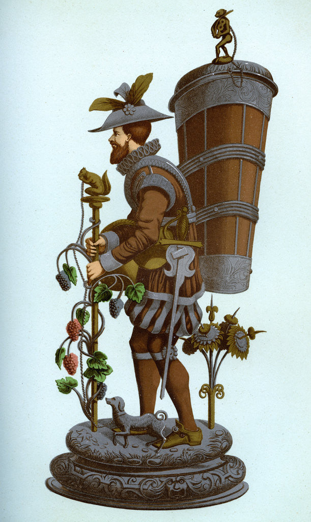 Detail of German table ornament of enamelled and gilt copper by Franz Kellerhoven