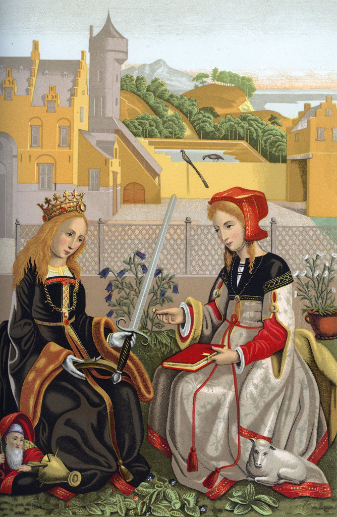 Detail of St Catherine and St Agnes by Franz Kellerhoven
