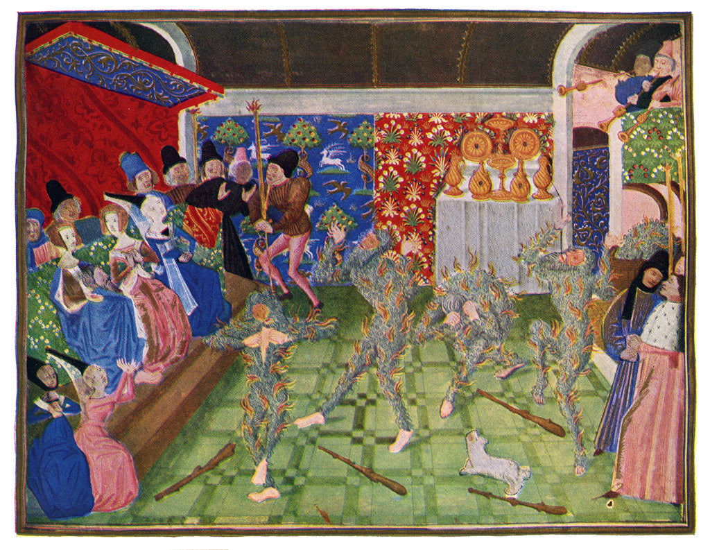 Detail of Masquerade at the French court by Master of the Harley Froissart