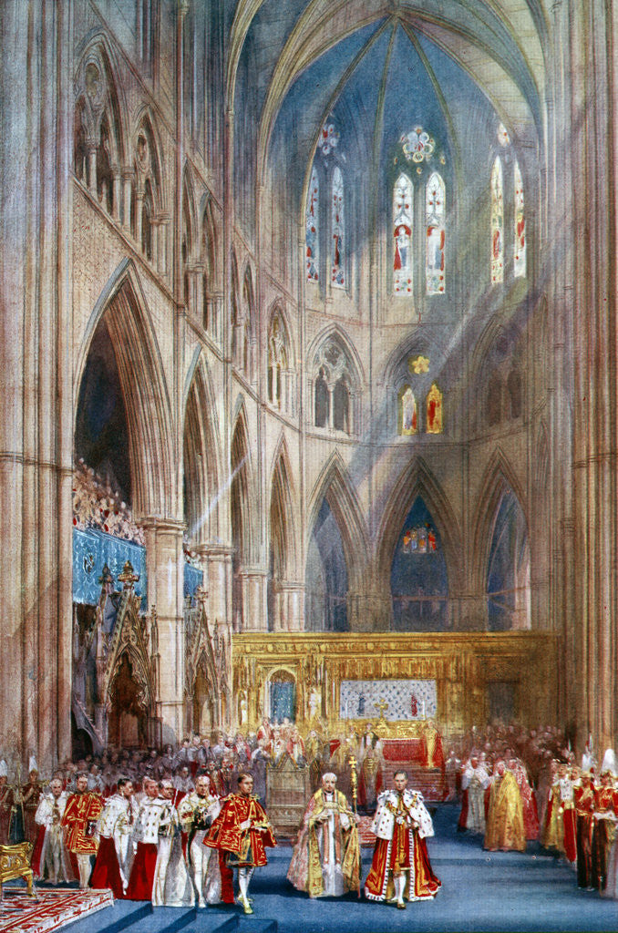 Detail of 'The Recognition', George VI's coronation ceremony, Westminster Abbey, London by Henry Charles Brewer