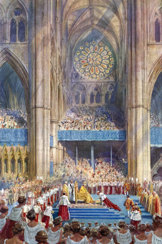 Detail of The Homage', George VI's coronation ceremony by Henry Charles Brewer