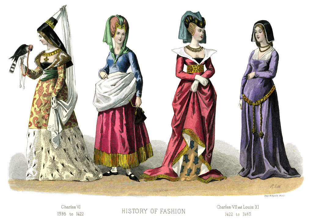 Detail of French costume: Charles VI, Charles VII, Louis XI by Anonymous