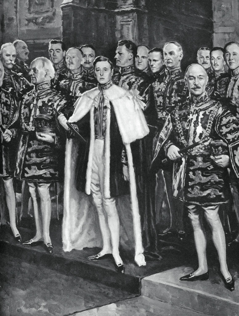 Detail of The Earl Marshal, heralds, and other officers of arms, coronation of George VI by W Smithson Broadhead