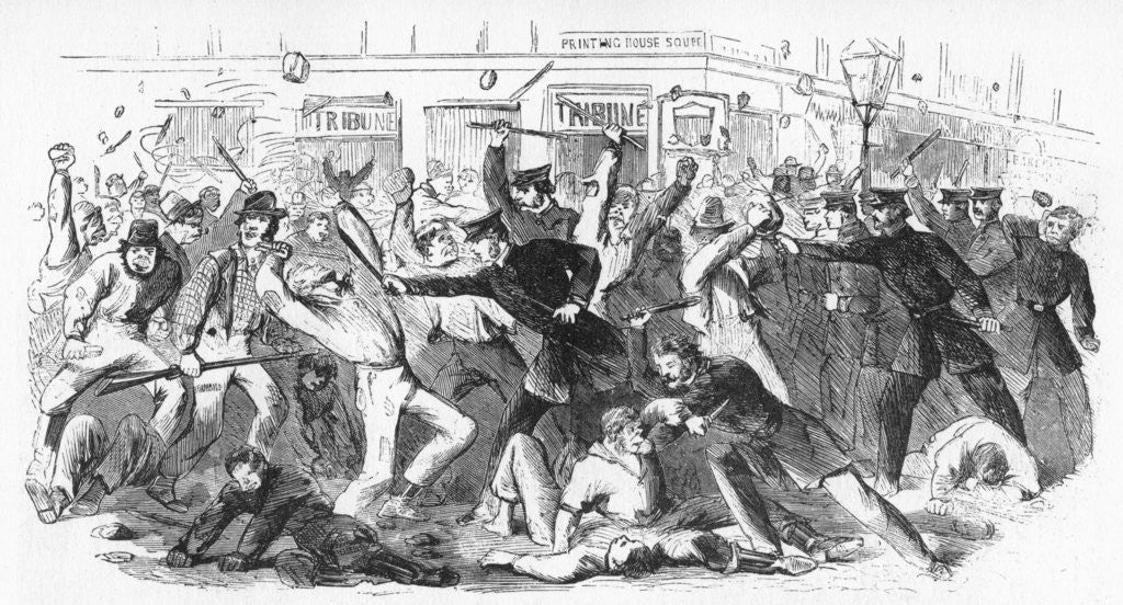 Detail of Police Charge Rioters At The Tribune Office by Anonymous
