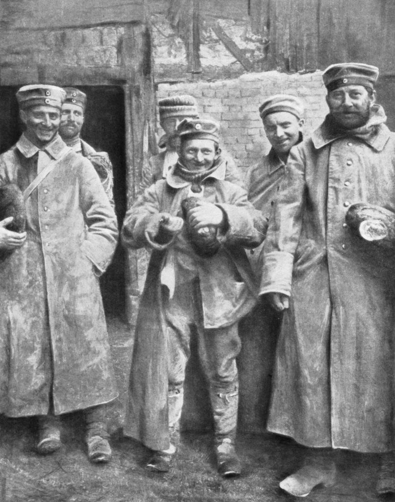 Detail of German prisoners of war with their ration of bread by Anonymous