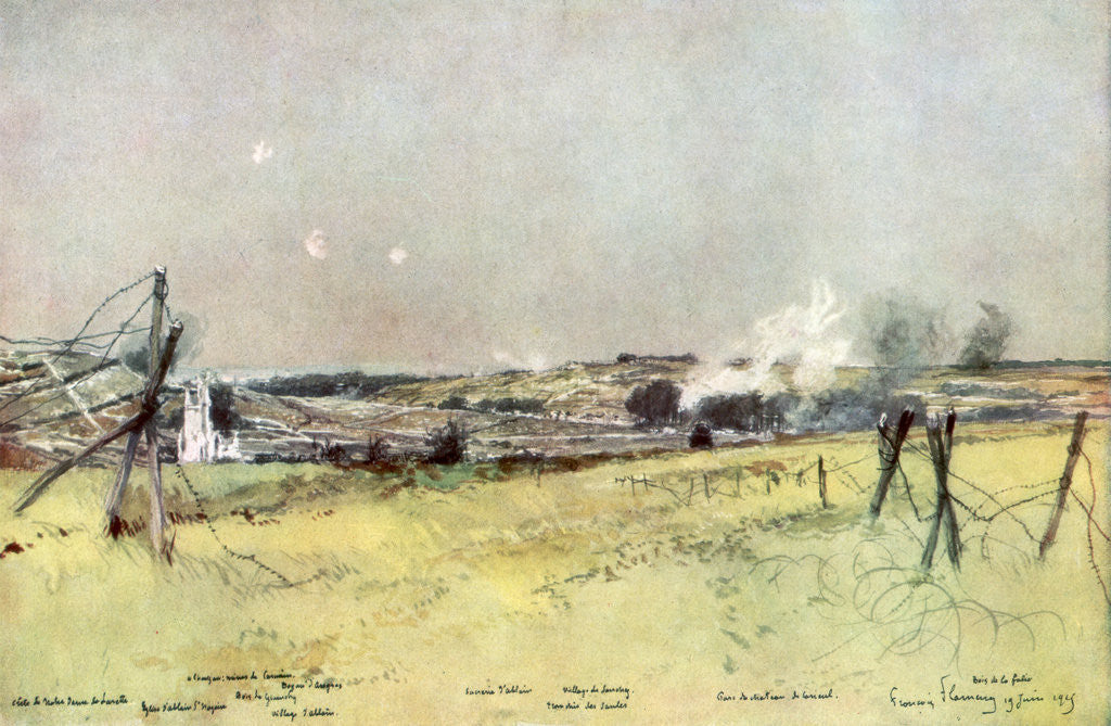 Detail of The Church of Ablain and Souchez by Francois Flameng