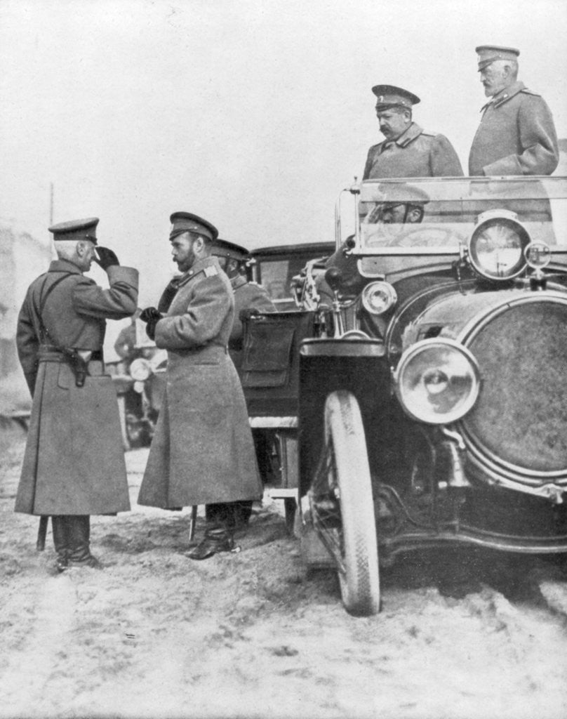 Detail of Tsar Nicholas II visiting the Russian front by Anonymous