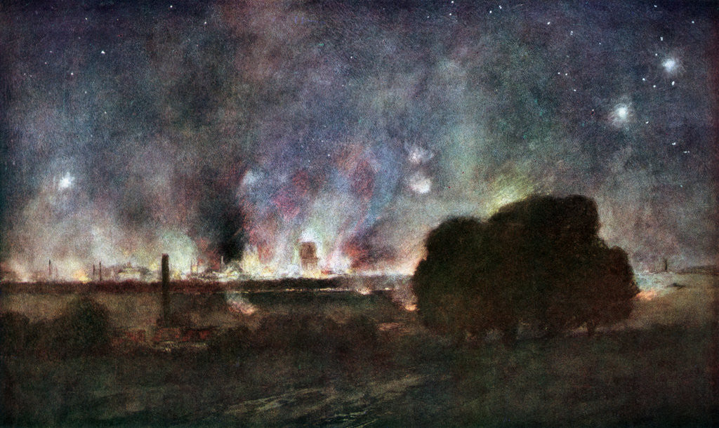 Detail of Arras on Fire at at Night by Francois Flameng