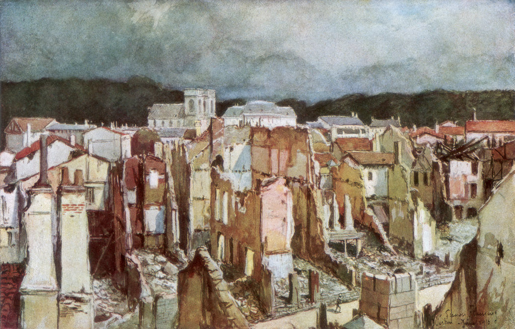 Detail of 'The Ruins of Verdun', June 1916 by Francois Flameng