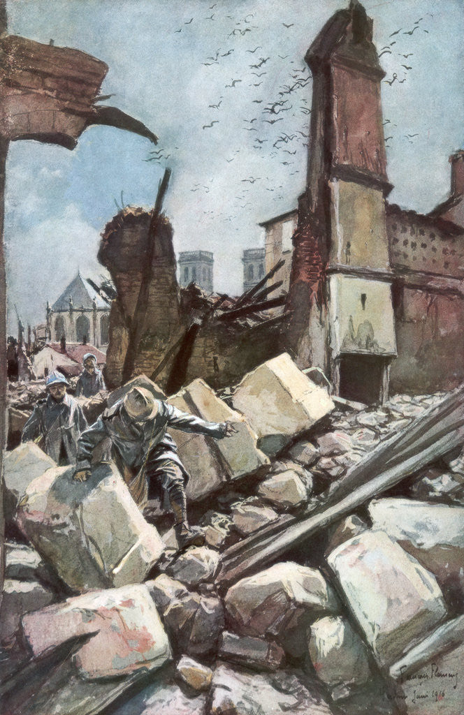 Detail of 'On the Old Walls of Verdun', France, June 1916 by Francois Flameng