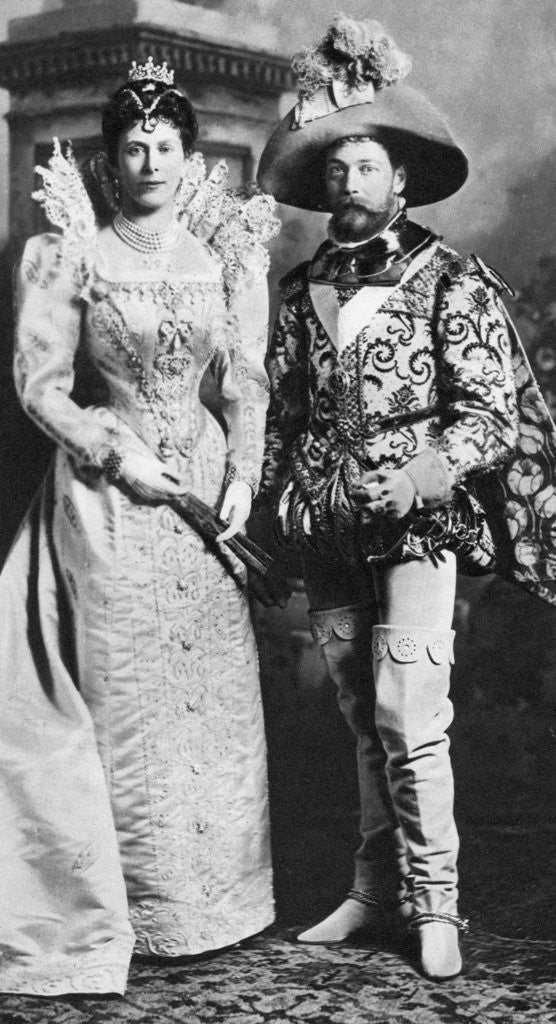 Detail of Prince George and Mary of Teck in fancy dress, Devonshire House Ball by Anonymous