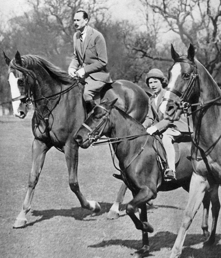 Detail of The  Duke of Gloucester riding with Princess Elizabeth in Windsor Great Park by Anonymous