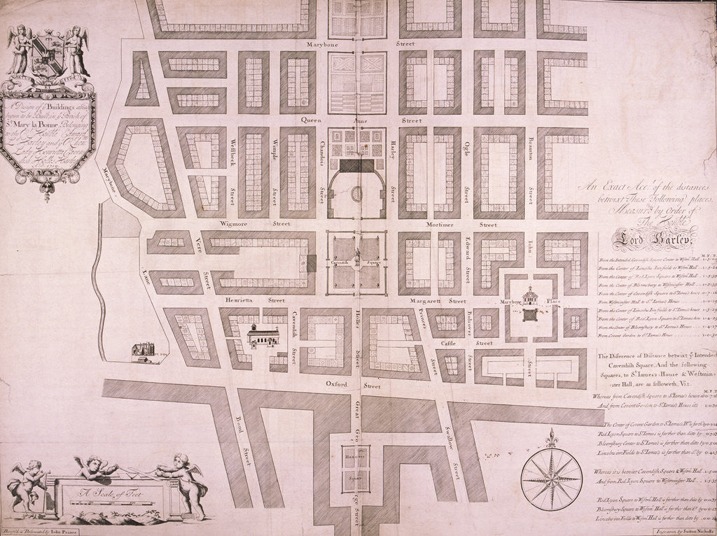 Plan of the area north of Oxford Street, London by John Prince