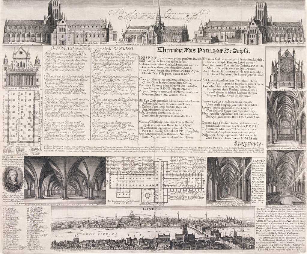 Detail of Plans of St Paul's Cathedral, London by Daniel King