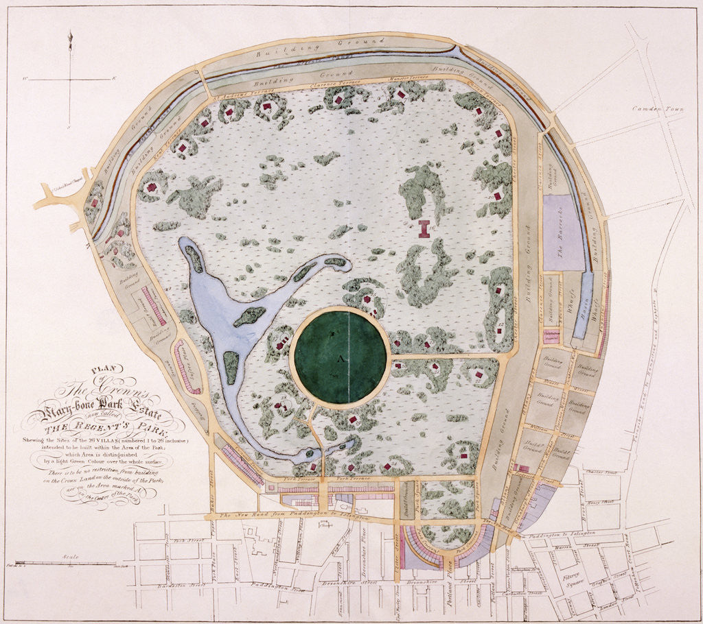 Detail of Plan of Regent's Park, London by Anonymous