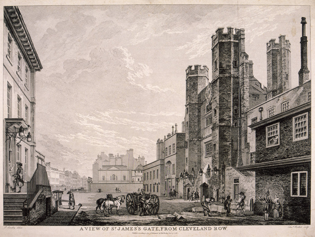 Detail of St James's Gate leading to St James's Palace, London by Edward Rooker