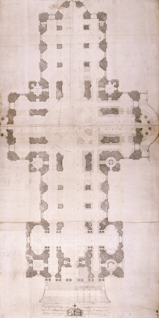 Detail of Plan of St Paul's Cathedral, London by John Gwyn