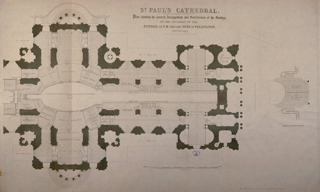 Detail of Plan of seating arrangements for the Duke of Wellington's funeral by Anonymous